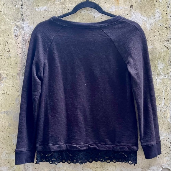 Ann Taylor LOFT Black Blouse Lace Bottom, X Small Petites, XSP - Picture 5 of 8